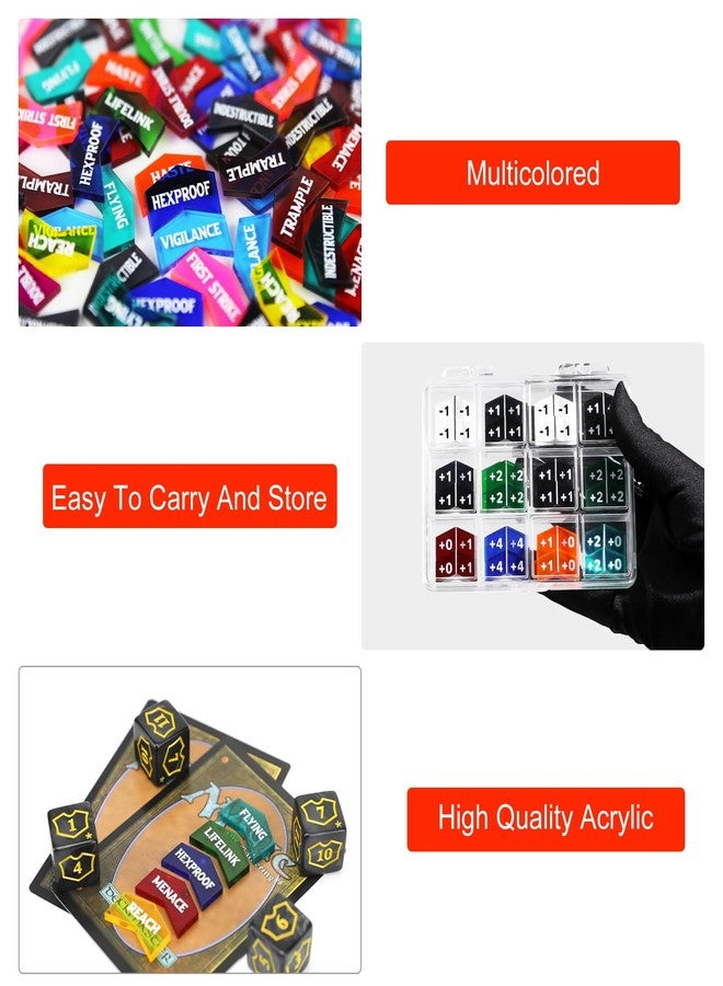 FourDragons 120PCS MTG Keyword Counters Buff Abilities Tokens for Magic Card Accessories, MTG Creature Stats Plus 1 Loyalty Life Counters Tokens for TCG CCG Magic Card Gaming Accessories - Image 3